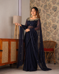 Beautifull Faux Georgette Embroidery With Real Mirror Work Saree