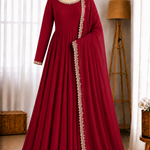 Pure Mal Chanderi Mirror Work Gown Dupatta