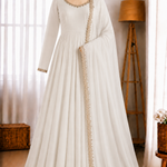 Pure Mal Chanderi Mirror Work Gown Dupatta