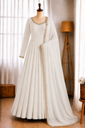 Pure Mal Chanderi Mirror Work Gown Dupatta