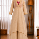 Pure Golden Tissue Embroidery Sequence Kurta Palazzo Set