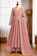 Roman Silk Embroidery Sequence Work Gown Set