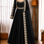 Roman Silk Embroidery Sequence Work Gown Set