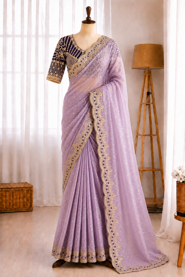 NC Zari Butti Sequence Embroidery Work Saree