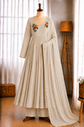 Mul Viscos Chanderi Cotton Embroidery Gotta Patti Gown Set