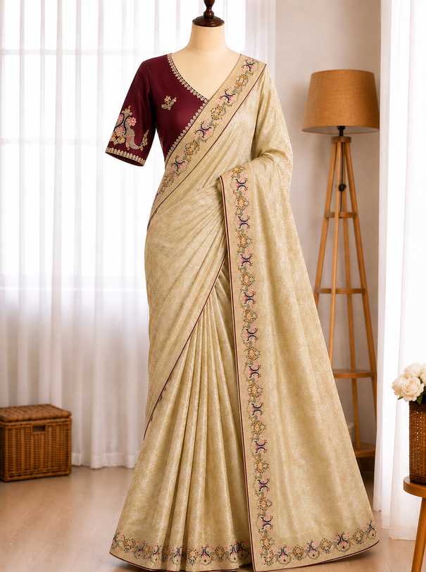 Premium Dola Silk & Coding Work