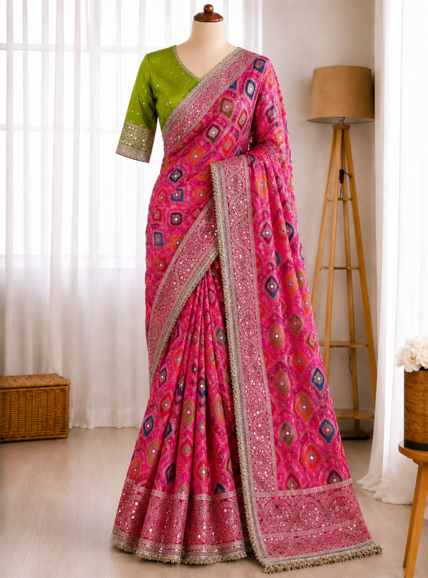 Heavy Satin Silk Banarasi Zari Rangkat Work Saree