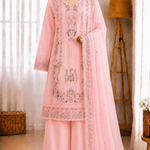 Premium Fox Georgette Multi Thread Zari Embroidery Work Top Bottom Dupatta