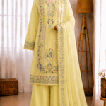 Premium Fox Georgette Multi Thread Zari Embroidery Work Top Bottom Dupatta