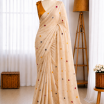 Pure Kota Checks Polka Dot Embroidery Work Saree