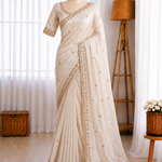 Pure Space Silk Velvet Shine Sequins Cutdana Handwork Saree