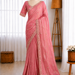 Pure Space Silk Velvet Shine Sequins Cutdana Handwork Saree