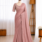 Pure Soft Salsa Crushed Sequins Cutdana Butta Work Saree