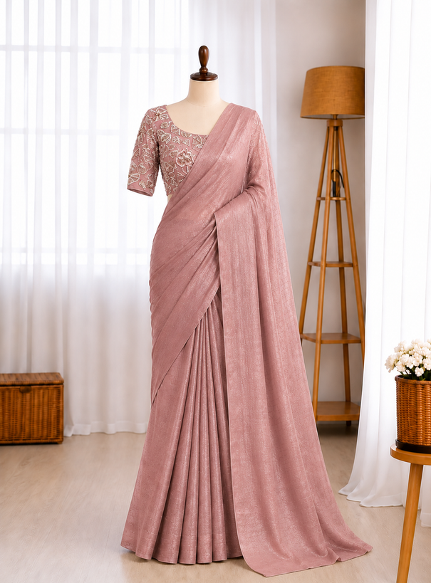 Pure Soft Salsa Crushed Sequins Cutdana Butta Work Saree
