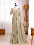 Pure Soft Salsa Crushed Sequins Cutdana Butta Work Saree