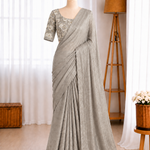 Pure Soft Salsa Crushed Sequins Cutdana Butta Work Saree