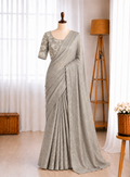 Pure Soft Salsa Crushed Sequins Cutdana Butta Work Saree