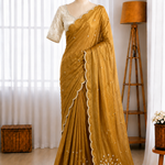 Pure Space Silk Zardosi Pearl Handwork Saree