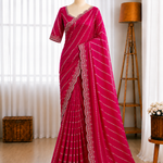 Fendy Satin Lehariya Cutdana Sequins Embroidery Work Saree