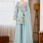 Crape Silk Sequence Embroidery Lace Work Top Salwar