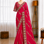 Pure Rangoli Silk Multi Embroidery Cut Work Lace Saree