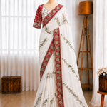 Pure Rangoli Silk Multi Embroidery Cut Work Lace Saree
