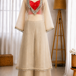 Golden Tissue Salsa Mirror Work Kurta Palazzo