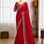 Heavy Fendy Silk Thread Sequins Embroidery Work Saree