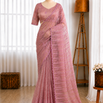 Muscut Silk Turkish Organza Thread Sequins Embroidery Work Saree