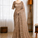 Muscut Silk Turkish Organza Thread Sequins Embroidery Work Saree