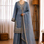 Fendy Heavy Embroidery Sequins Work Top Farshi Palazzo