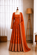 Fendy Silk Sequins Embroidery Work Gown