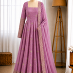 Fendy Silk Sequins Embroidery Work Gown