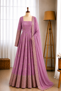 Fendy Silk Sequins Embroidery Work Gown