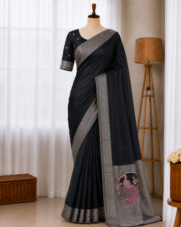Mushroom Satin Silk Saree