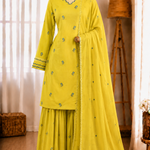 Pure Satin Mul Chandheri Embroidery Work Top Plazzo