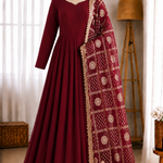 Pure Roman Silk Chanderi Embroidery Sequence Work Gown