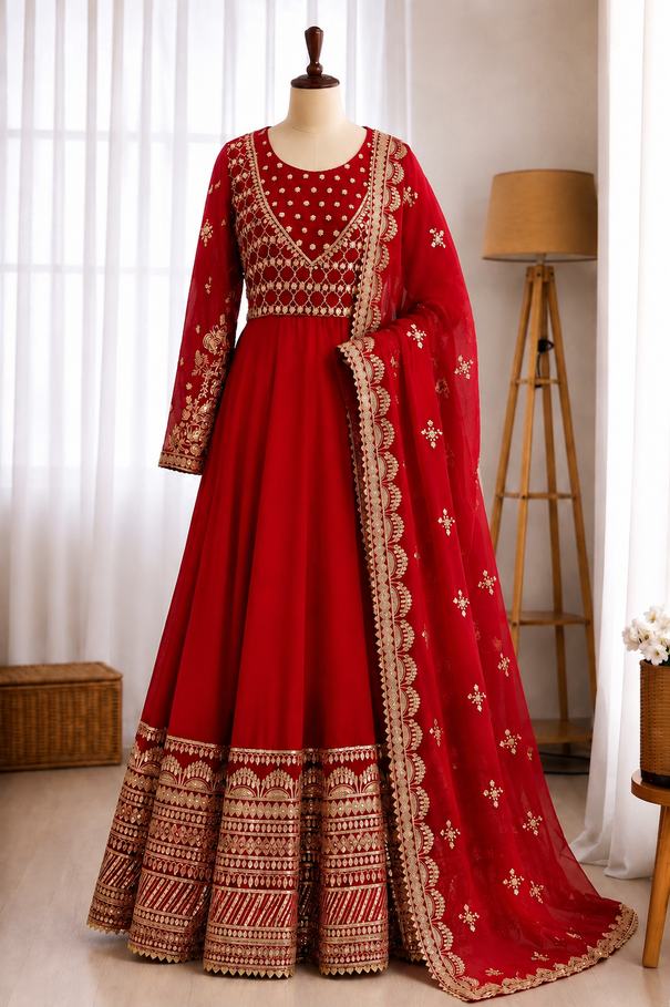 Heavy Georgette Embroidery Sequence Work Gown