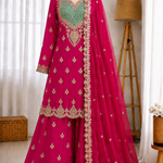Chinon Silk Embroidery Coding Sequence Work Top Plazzo