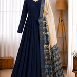 Blooming Vichithra Silk Kalamkari Dupatta Gown
