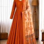 Blooming Vichithra Silk Kalamkari Dupatta Gown