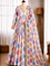 Printed Organza Yoke Embroidery Work Gown