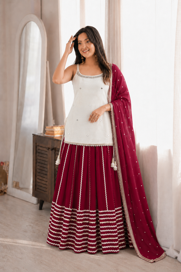 Fendy Silk Mirror Work Lehenga Set