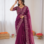 Two Tone Fandy Chiffon Embroidered Saree