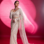Mono Net Sequins Embroidered Saree Set