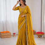 Burberry Chiffon Khatli Handwork Saree Set