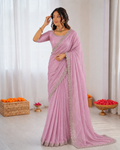 Burberry Chiffon Khatli Handwork Saree Set