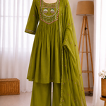Soft Mull Chanderi Embroidery Work Top Bottom
