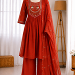 Soft Mull Chanderi Embroidery Work Top Bottom