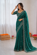 Pure Space Silk Cutdana Handwork Saree Set